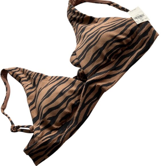 Aerie size S M L Tiger Pique longline triangle tie back bikini top NWT - Picture 4 of 11